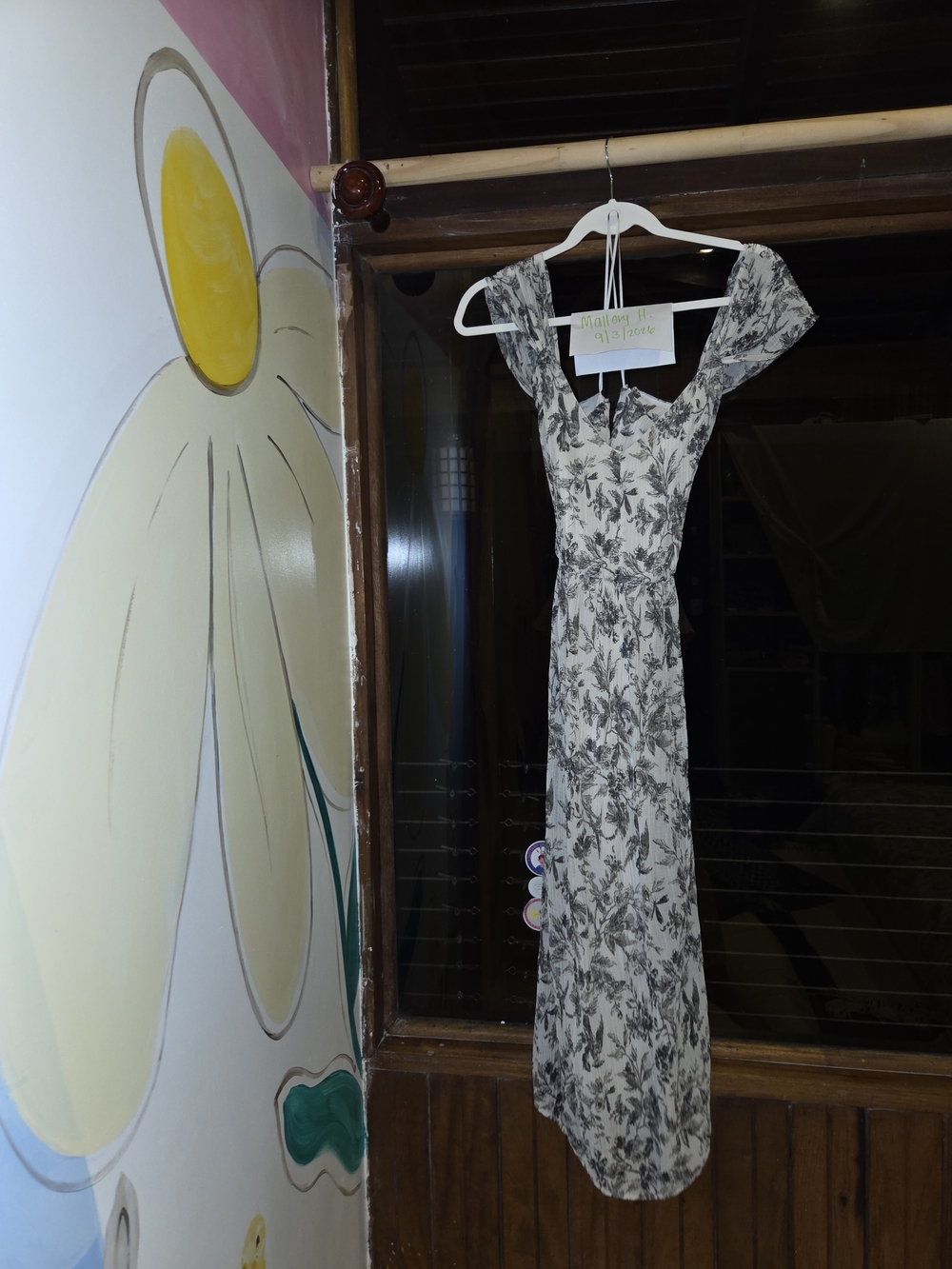 Express Cream Maxi Dress with Black Floral Print